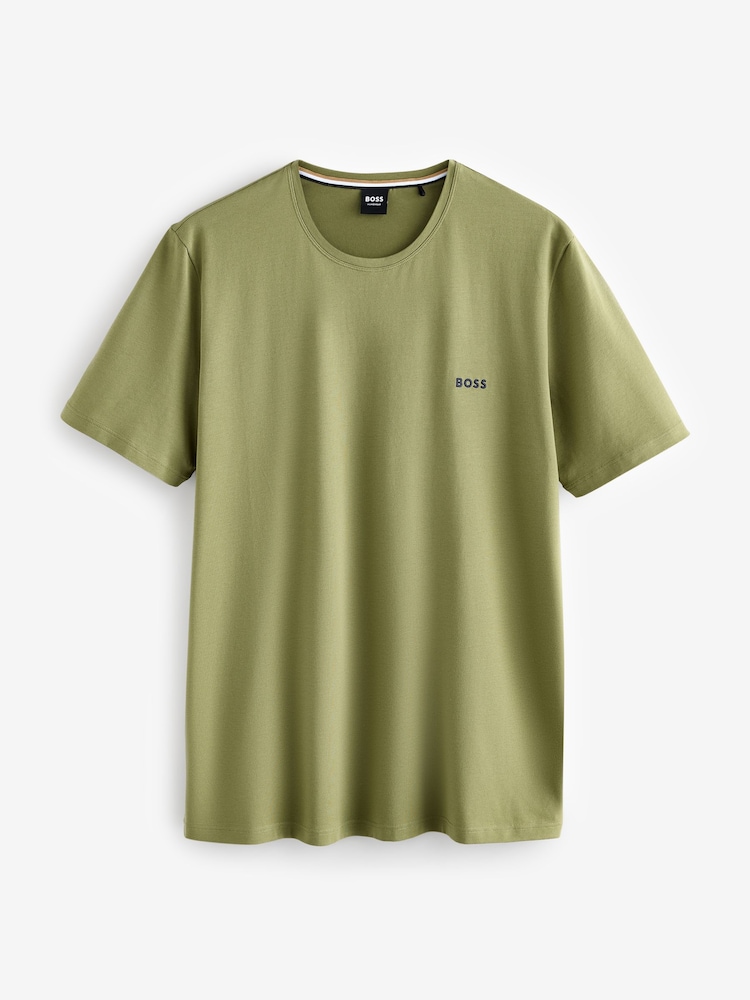 Зеленый - BOSS Regular Fit Stretch-Cotton T-Shirt - Image 1 of 1