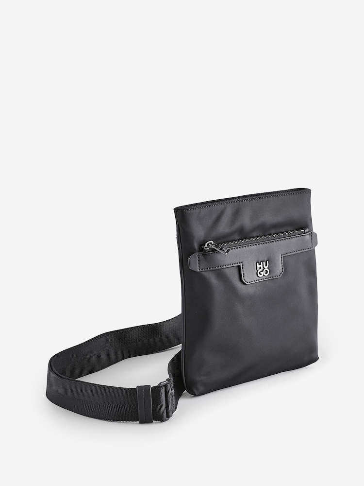 HUGO Black Stacked Logo Envelope Bag - Image 2 of 5