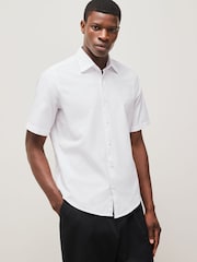 BOSS White Regular Fit Short Sleeve 100% Cotton Shirt - Image 1 of 5