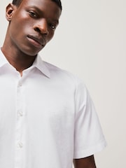 BOSS White Regular Fit Short Sleeve 100% Cotton Shirt - Image 3 of 5