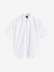 BOSS White Regular Fit Short Sleeve 100% Cotton Shirt - Image 5 of 5