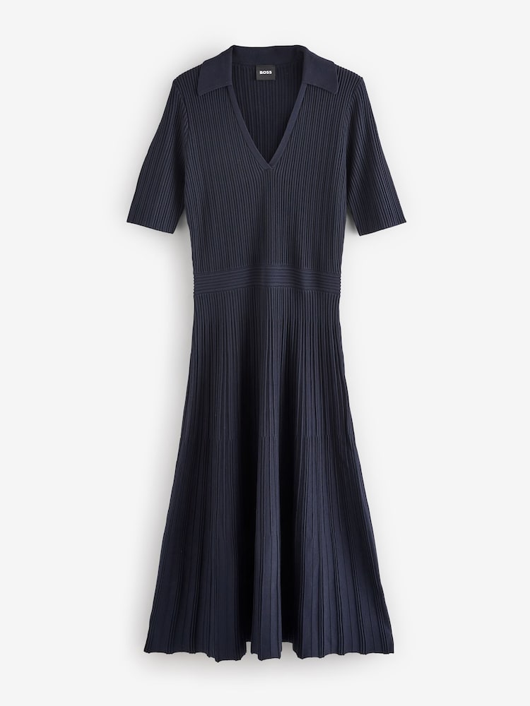 BOSS Blue Knitted V-Neck Maxi Dress - Image 1 of 1