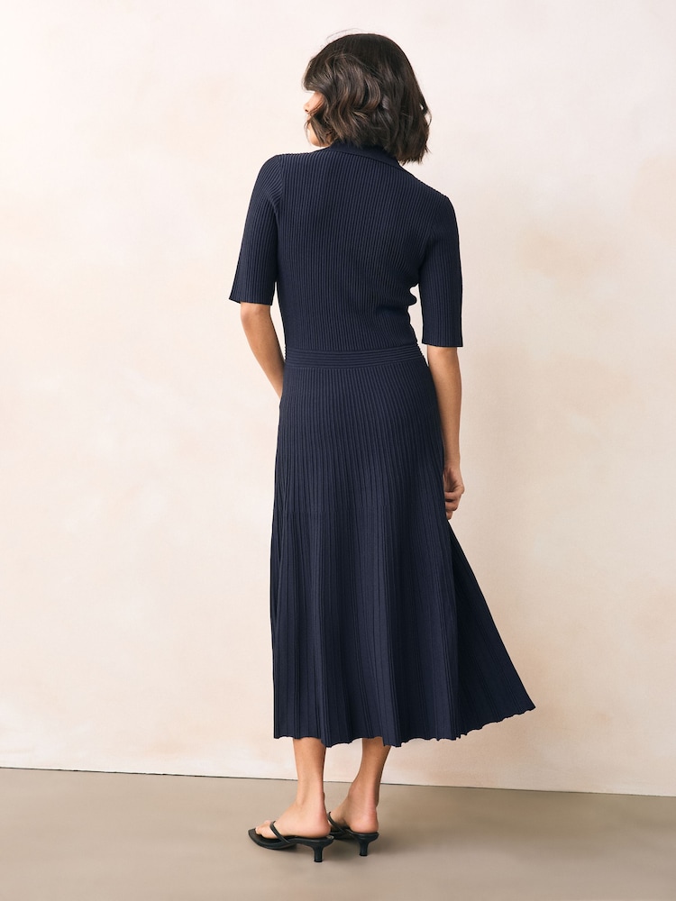 BOSS Blue Knitted V-Neck Maxi Dress - Image 2 of 4