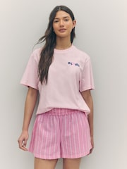 HUGO Pink Oversize Fit Vintage Logo 100% Cotton T-Shirt - Image 1 of 5