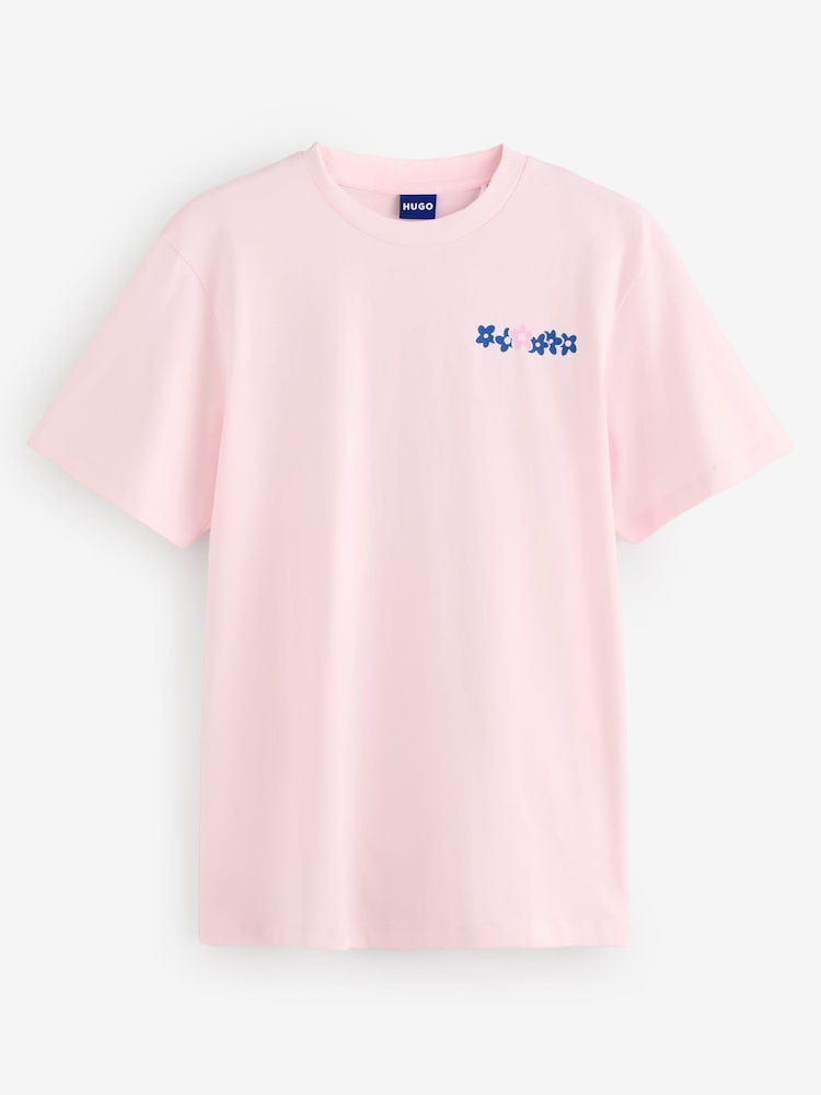HUGO Pink Oversize Fit Vintage Logo 100% Cotton T-Shirt - Image 1 of 5