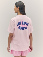 HUGO Pink Oversize Fit Vintage Logo 100% Cotton T-Shirt - Image 2 of 5