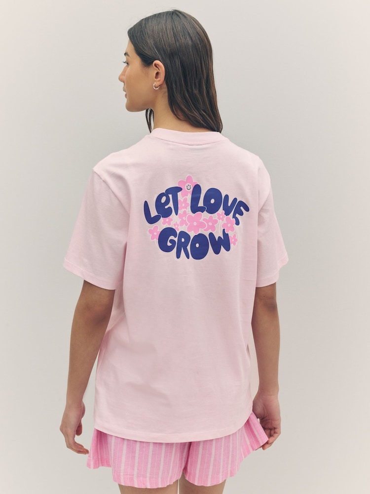 HUGO Pink Oversize Fit Vintage Logo 100% Cotton T-Shirt - Image 2 of 5