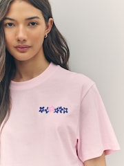HUGO Pink Oversize Fit Vintage Logo 100% Cotton T-Shirt - Image 3 of 5