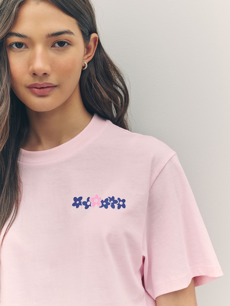 HUGO Pink Oversize Fit Vintage Logo 100% Cotton T-Shirt - Image 3 of 5