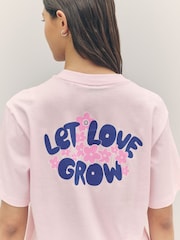 HUGO Pink Oversize Fit Vintage Logo 100% Cotton T-Shirt - Image 4 of 5