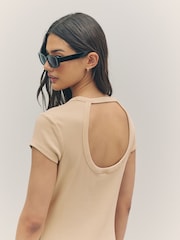 BOSS Brown Jersey Back Cut Out Midi Dress - Image 5 of 6