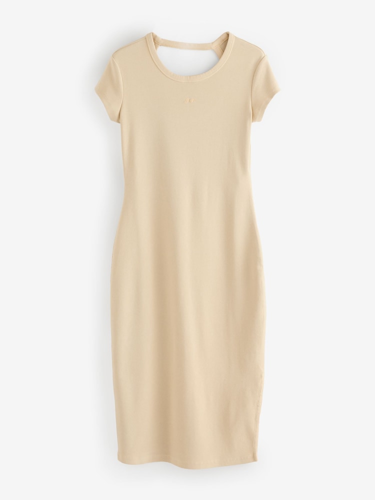BOSS Brown Jersey Back Cut Out Midi Dress - Image 6 of 6