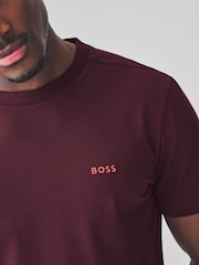 BOSS Burgundy Regular Fit Logo T-Shirt - Image 4 of 5