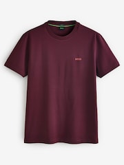 BOSS Burgundy Regular Fit Logo T-Shirt - Image 5 of 5