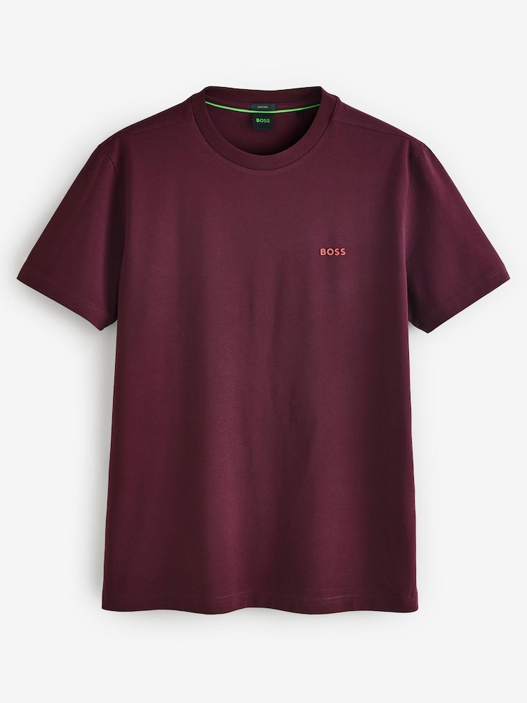 BOSS Burgundy Regular Fit Logo T-Shirt - Image 5 of 5