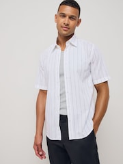 BOSS White Regular Fit Short Sleeve 100% Cotton Shirt - Image 1 of 4