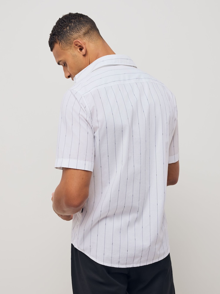 BOSS White Regular Fit Short Sleeve 100% Cotton Shirt - Image 2 of 4