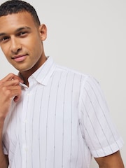 BOSS White Regular Fit Short Sleeve 100% Cotton Shirt - Image 3 of 4