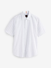 BOSS White Regular Fit Short Sleeve 100% Cotton Shirt - Image 4 of 4
