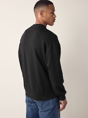 HUGO Black Hugo Relaxed Fit 100% Cotton Crew Neck Sweat Top - Image 2 of 4