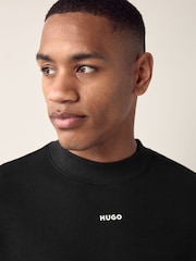 HUGO Black Hugo Relaxed Fit 100% Cotton Crew Neck Sweat Top - Image 3 of 4