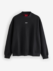 HUGO Black Hugo Relaxed Fit 100% Cotton Crew Neck Sweat Top - Image 4 of 4