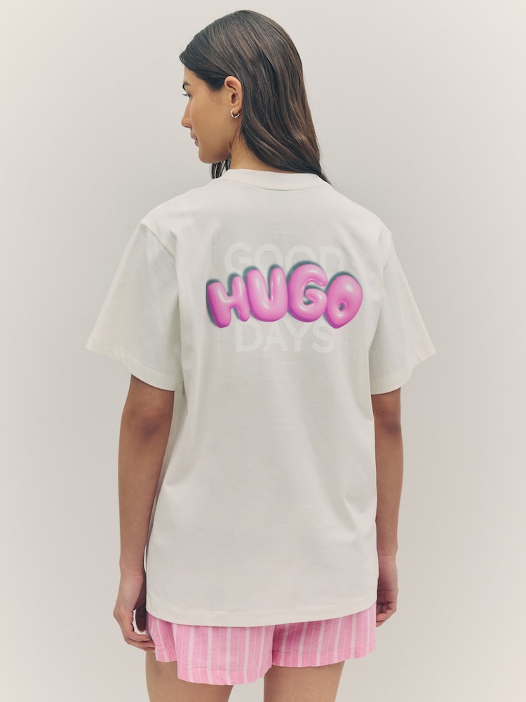 HUGO White Oversize Fit Vintage Logo 100% Cotton T-Shirt - Image 2 of 8