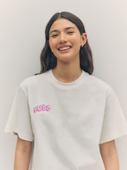 HUGO White Oversize Fit Vintage Logo 100% Cotton T-Shirt - Image 3 of 8