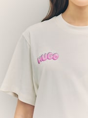 HUGO White Oversize Fit Vintage Logo 100% Cotton T-Shirt - Image 4 of 8