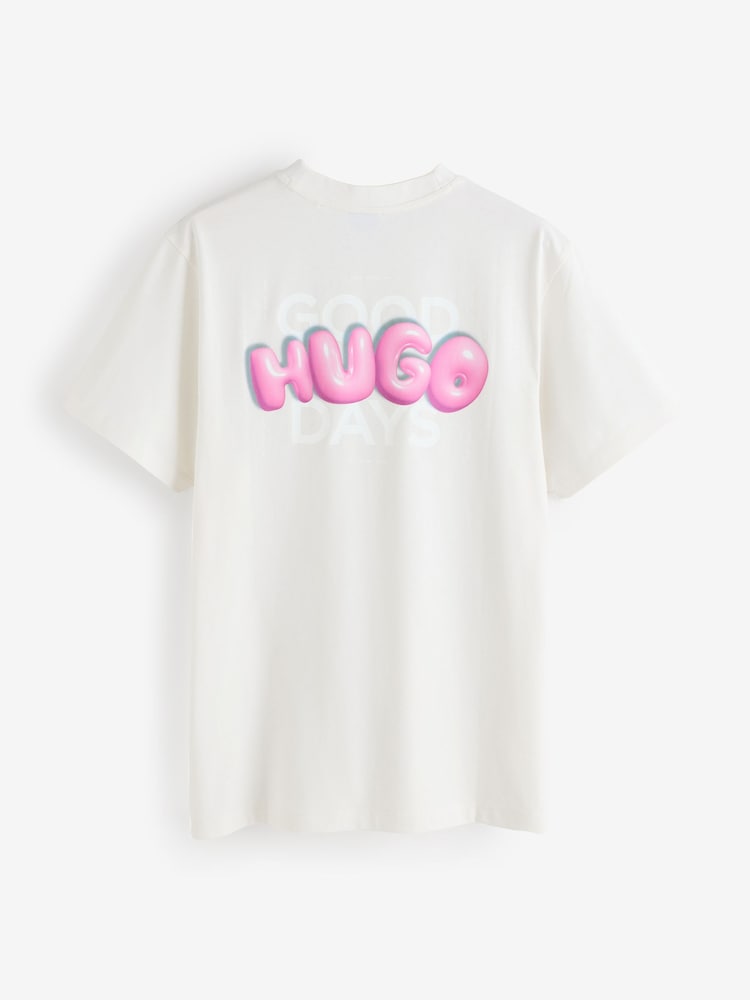 HUGO White Oversize Fit Vintage Logo 100% Cotton T-Shirt - Image 8 of 8