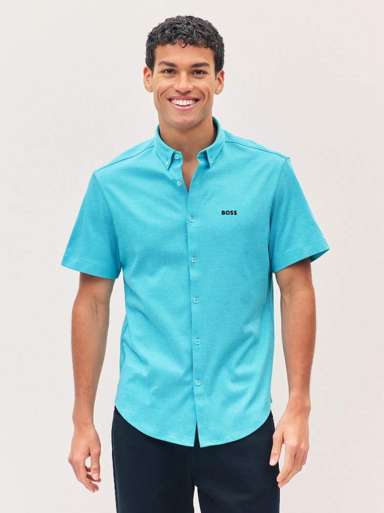 BOSS Blue Regular Fit Short Sleeve Shirt - Image 1 of 4 BOSS Blue Regular Fit Short Sleeve Shirt - Image 1 of 4