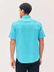 Синий - BOSS Regular Fit Short Sleeve Shirt - Изображение 2 из 4