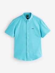 Синий - BOSS Regular Fit Short Sleeve Shirt - Изображение 4 из 4
