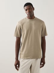 HUGO Brown Relaxed-Fit 100% Cotton T-Shirt - Image 1 of 4