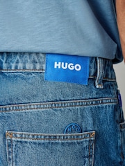 HUGO Blue Straight Leg Stretch Denim 100% Cotton Jeans - Image 4 of 5