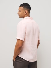 BOSS Pink Regular Fit Short Sleeve 100% Linen Shirt - Image 2 of 5