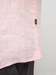 BOSS Pink Regular Fit Short Sleeve 100% Linen Shirt - Image 4 of 5
