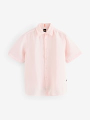 BOSS Pink Regular Fit Short Sleeve 100% Linen Shirt - Image 5 of 5