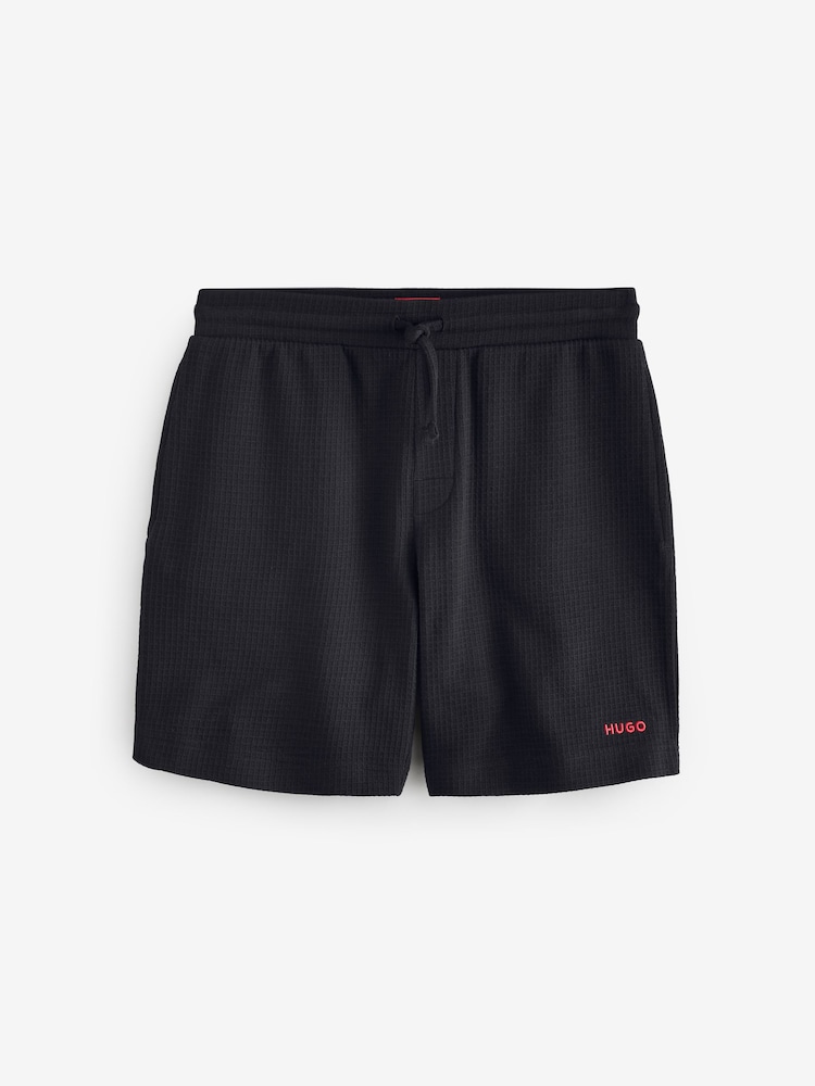 HUGO Black Waffle Shorts - Image 1 of 3