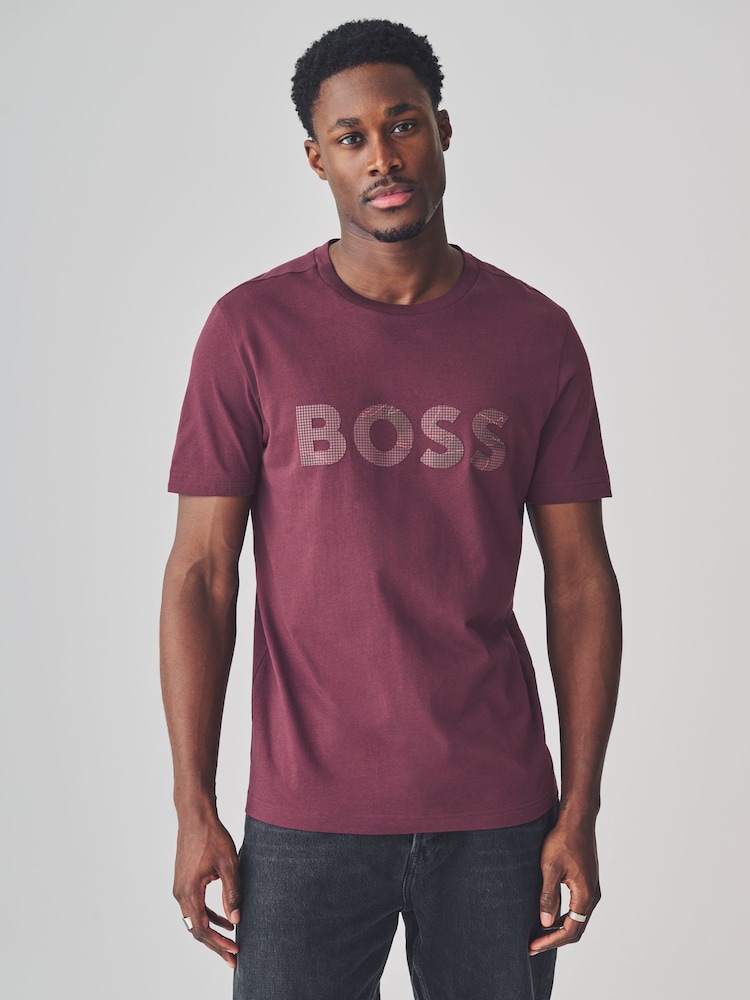 Vermelho - Camiseta BOSS Regular Fit com logotipo 100% algodão - Imagem 1 de 4