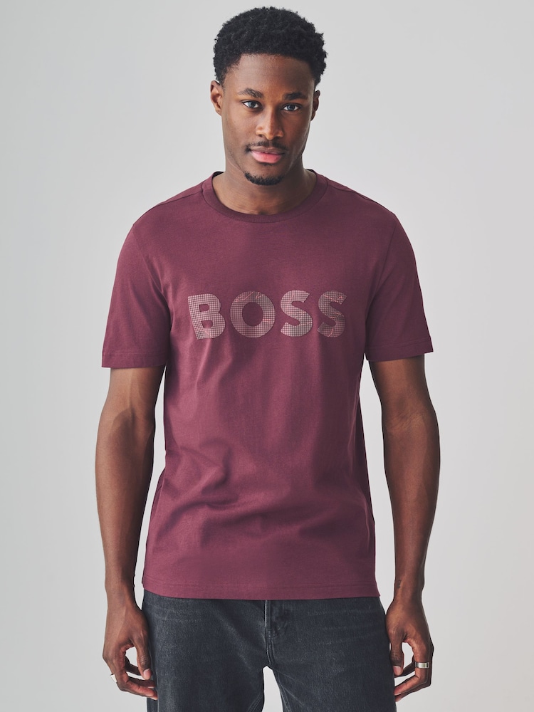 Vermelho - Camiseta BOSS Regular Fit com logotipo 100% algodão - Imagem 2 de 4