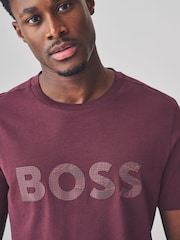 Vermelho - Camiseta BOSS Regular Fit com logotipo 100% algodão - Imagem 3 de 4