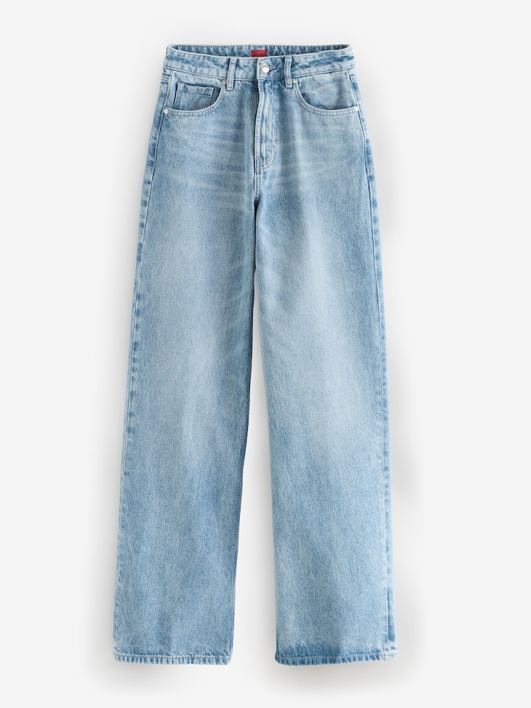 HUGO Blue Straight Leg Stretch Denim 100% Cotton Jeans - Image 5 of 5