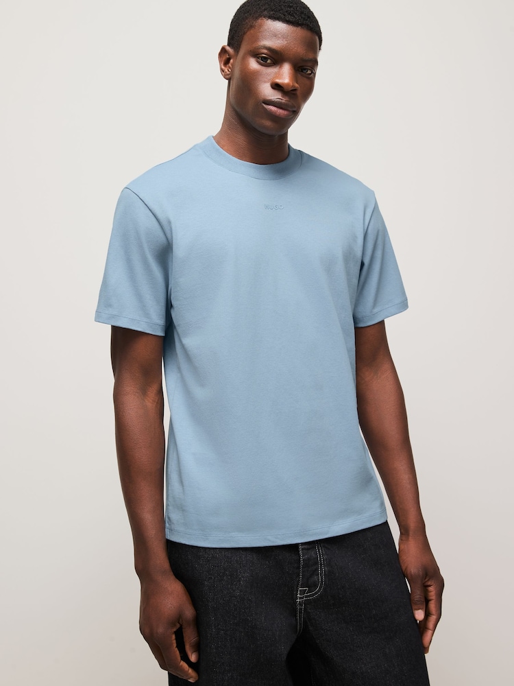 HUGO Blue Relaxed-Fit 100% Cotton T-Shirt - Image 1 of 4