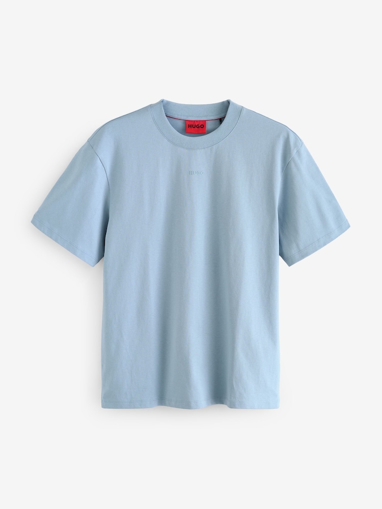 HUGO Blue Relaxed-Fit 100% Cotton T-Shirt - Image 4 of 4