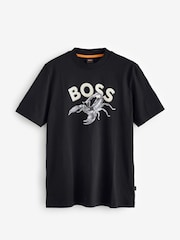 Negro - BOSS Relaxed Fit Graphic 100% Cotton T-Shirt - Imagen 4 de 4