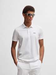BOSS White Regular Fit Paddy Patterned Polo Shirt - Image 1 of 5