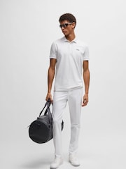 BOSS White Regular Fit Paddy Patterned Polo Shirt - Image 3 of 5