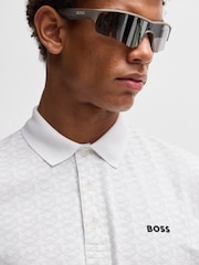 BOSS White Regular Fit Paddy Patterned Polo Shirt - Image 4 of 5