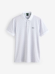 BOSS White Regular Fit Paddy Patterned Polo Shirt - Image 5 of 5